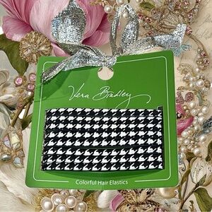 Vera Bradley Hair Elastics Featuring a Black & White Houndstooth Pattern NWT